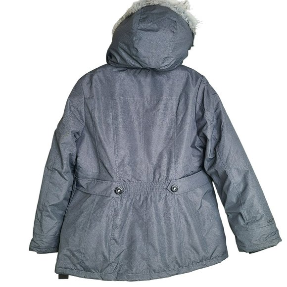 Skechers Womens Sz LG Dark Gray Faux Fur Lined Hooded Winter Jacket Puffer Parka - Picture 2 of 11